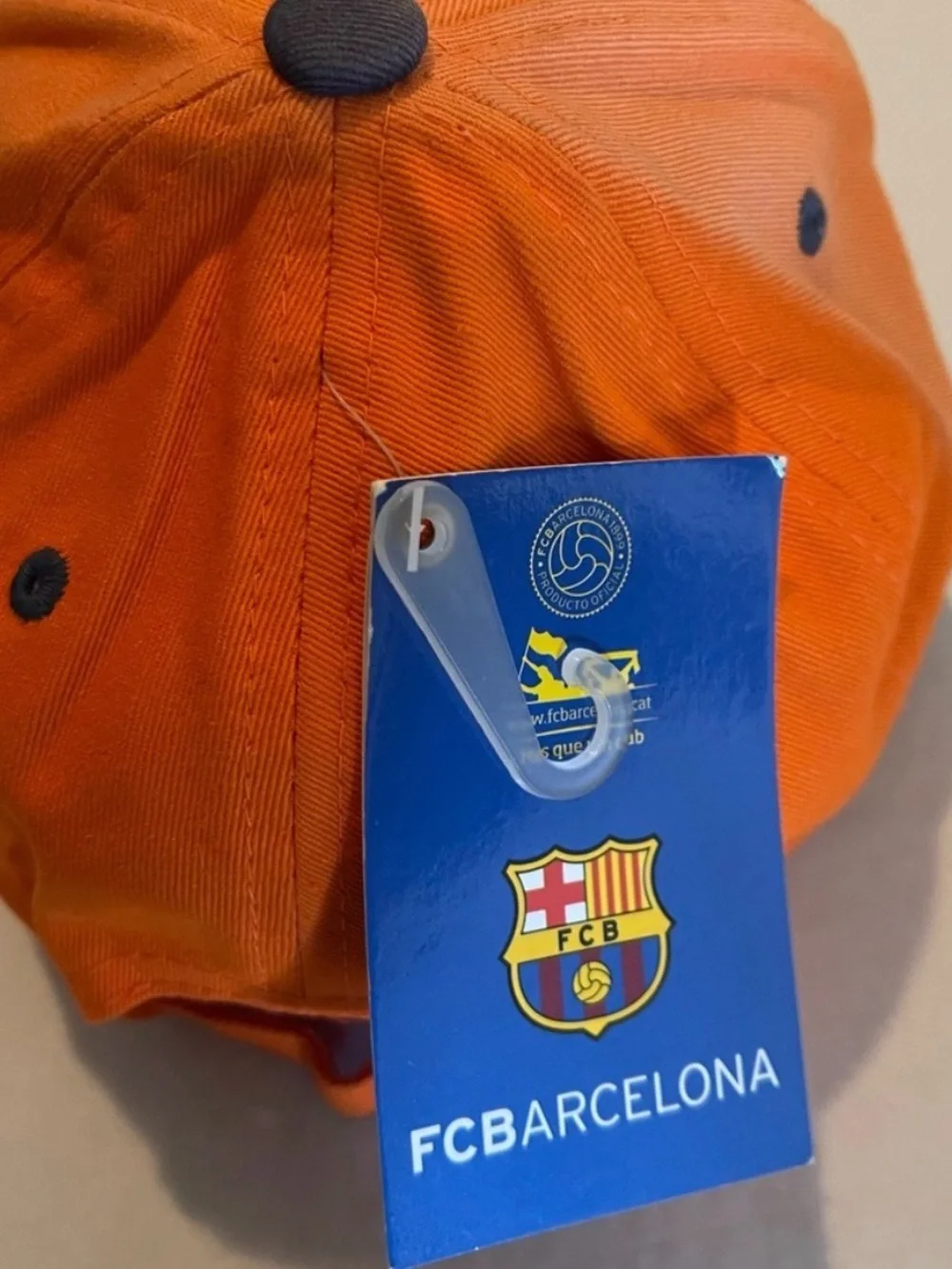 Official FC Barcelona Orange & Navy Baseball Cap – Adjustable – New with Tags